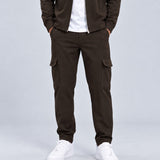 Essential Cargo Pants Dark Coffee - voorkant studio