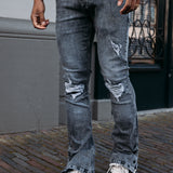 DISTRESSED FLARED JEANS
