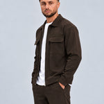 Essential Overshirt Dark Coffee - zijkant studio