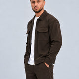 Essential Overshirt Dark Coffee - zijkant studio