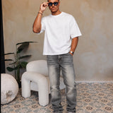Bullet Washed Grey Baggy Jeans met wit RK Blank shirt