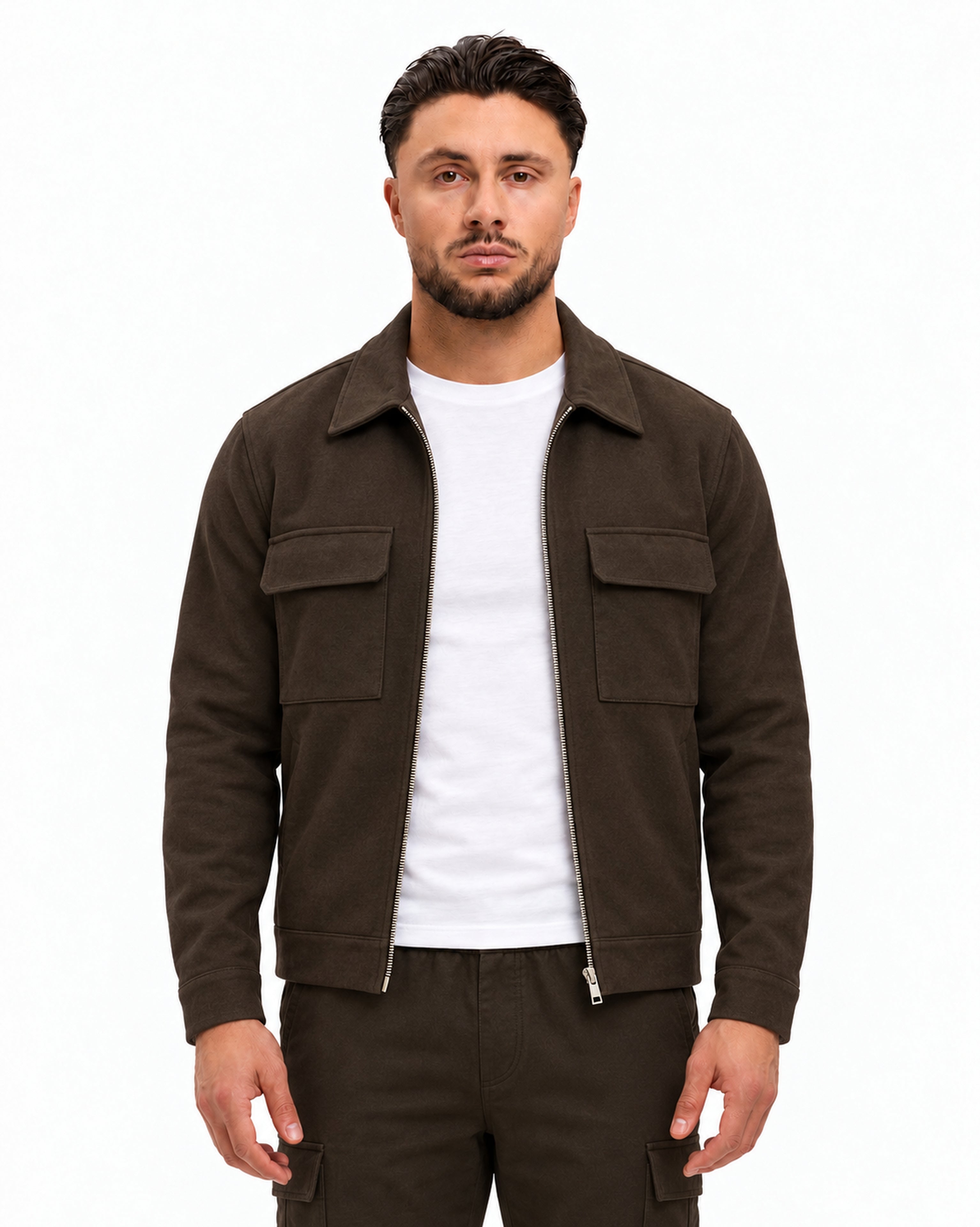 CARGO VEST BROWN - studio voorkant