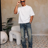 Bullet Washed Blue Baggy Jeans met wit RK Blank shirt