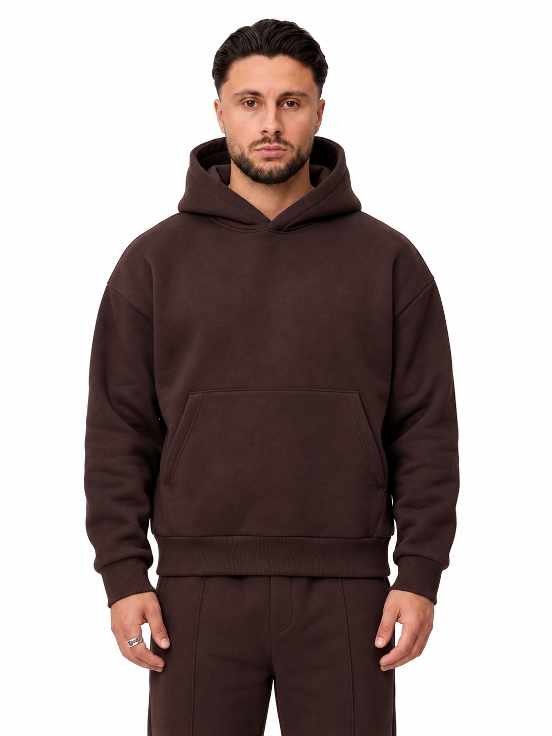 Essential Hoodie Brown, vooraanzicht