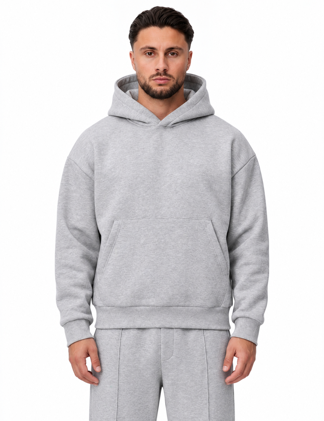 Essential Hoodie Light Grey, vooraanzicht