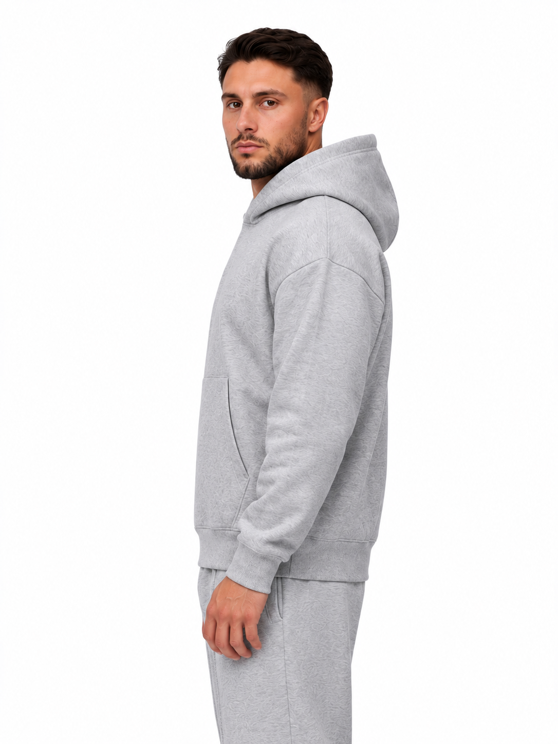 Essential Hoodie Light Grey, zijaanzicht