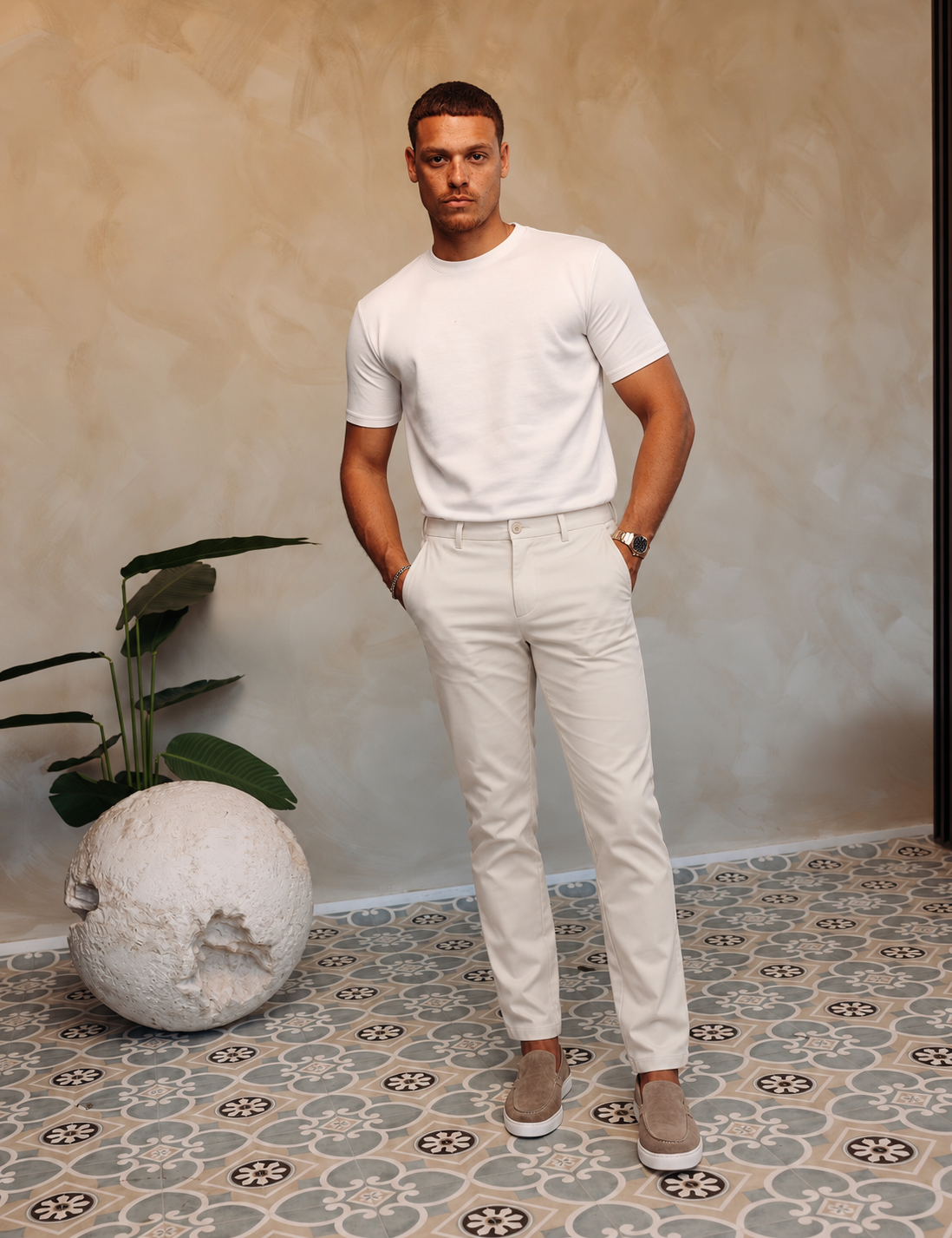 ESSENTIALS SMARTS PANTS CREME — lifestylefoto