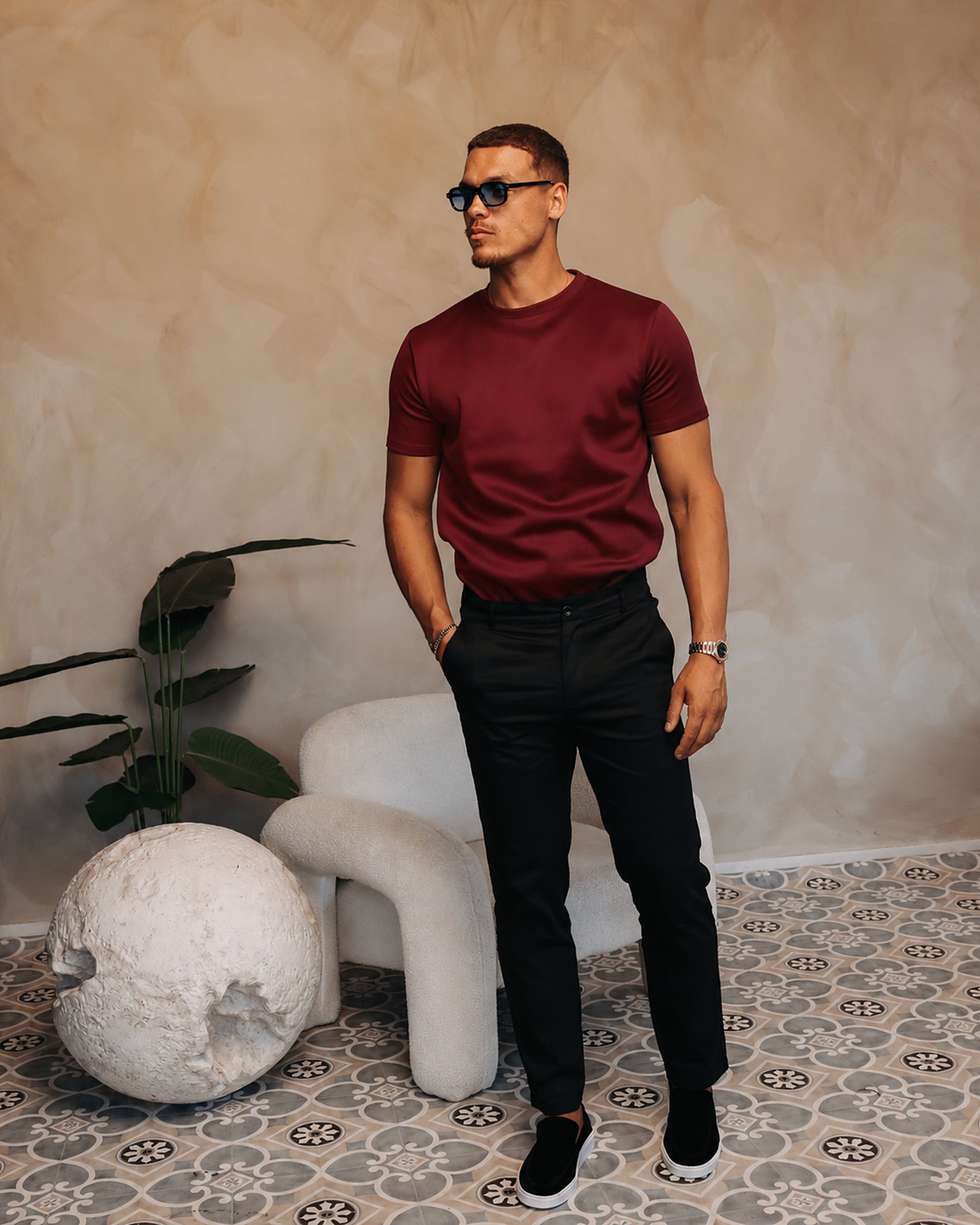 Gloss Essential Shirt Burgundy - volledige outfit