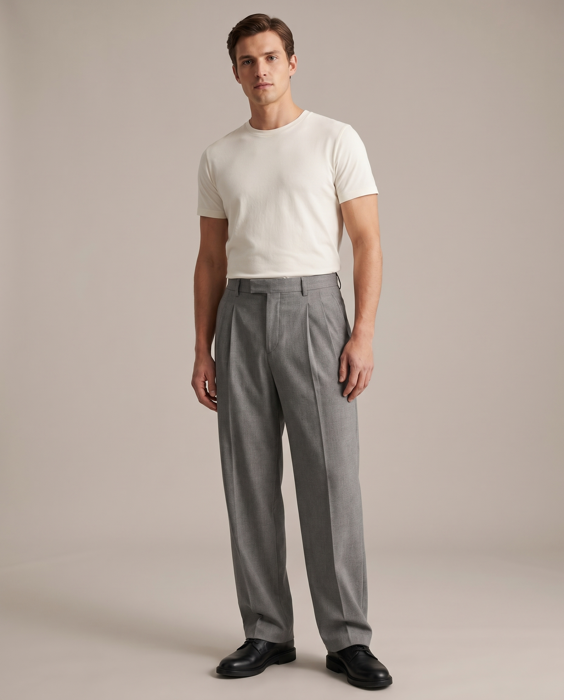 ROMEO STRAIGHT PANTS GREY - studio op model