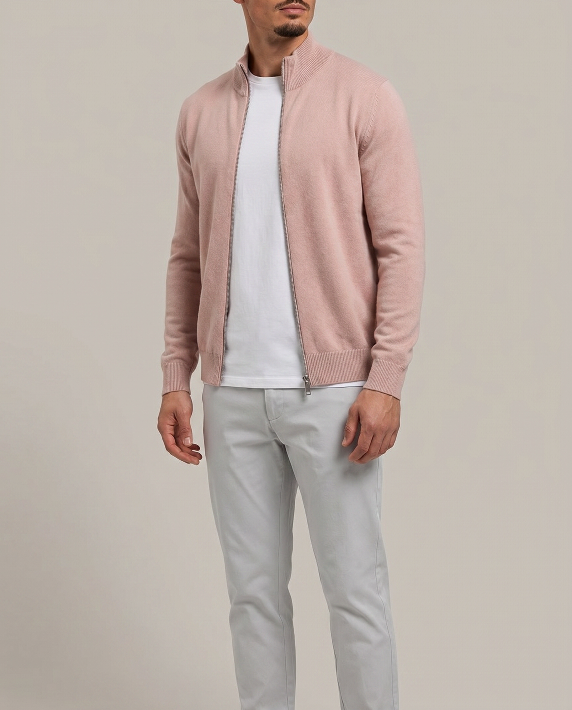 RIVAS HEAVY ZIPPER VEST CREME - studio op model