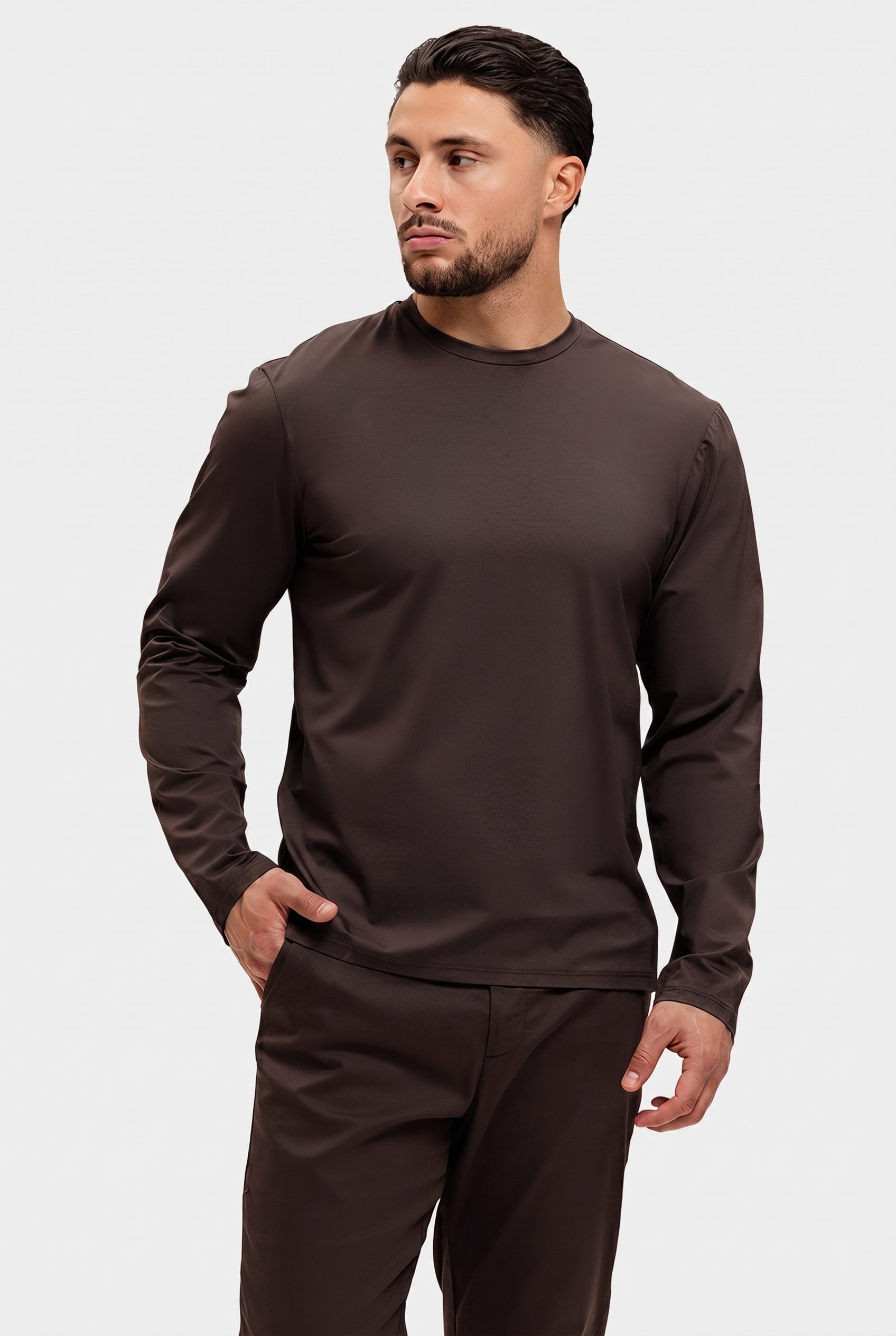 SHINY ESSENTIAL LONGSLEEVE DEEP BROWN