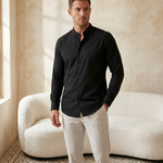 Mandarin Shirt Black - editorial model