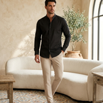 Mandarin Shirt Black - editorial model