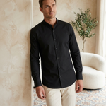 Mandarin Shirt Black - editorial model