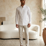 Mandarin Shirt White - editorial model