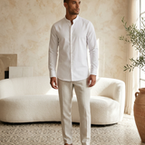 Mandarin Shirt White - editorial model