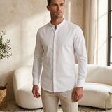 Mandarin Shirt White - editorial model
