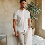 Mao White Shirt - editorial model