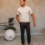 Knit Polo Creme — lifestyle