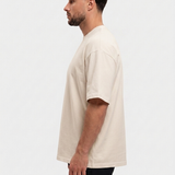 Oversized Cotton T-Shirt Beige - zijkant
