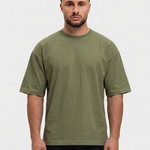 Oversized Cotton T-Shirt Army Green - voorkant