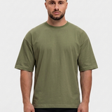 Oversized Cotton T-Shirt Army Green - voorkant