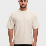 Oversized Cotton T-Shirt Beige - voorkant