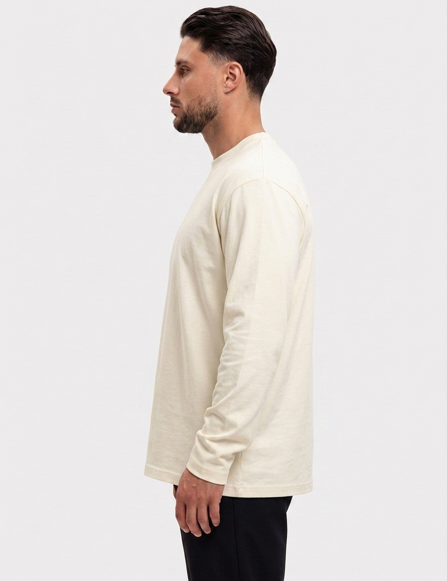 Essential Longsleeve Creme - zijkant