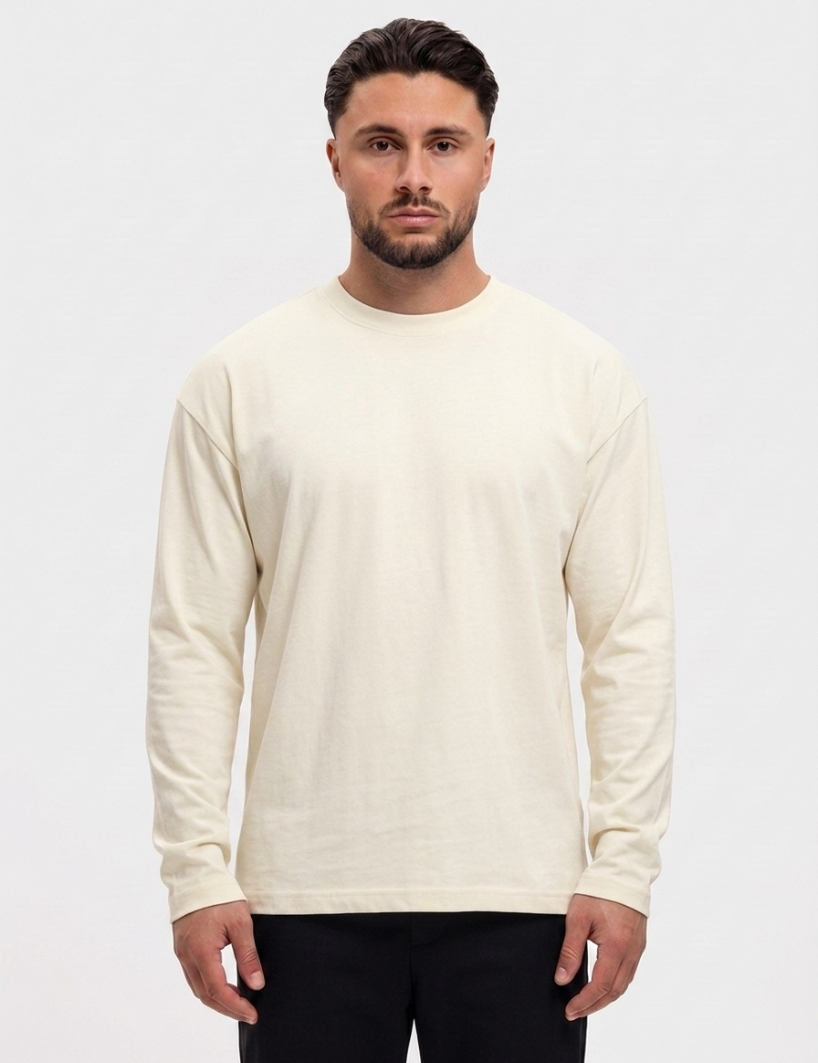 Essential Longsleeve Creme - voorkant
