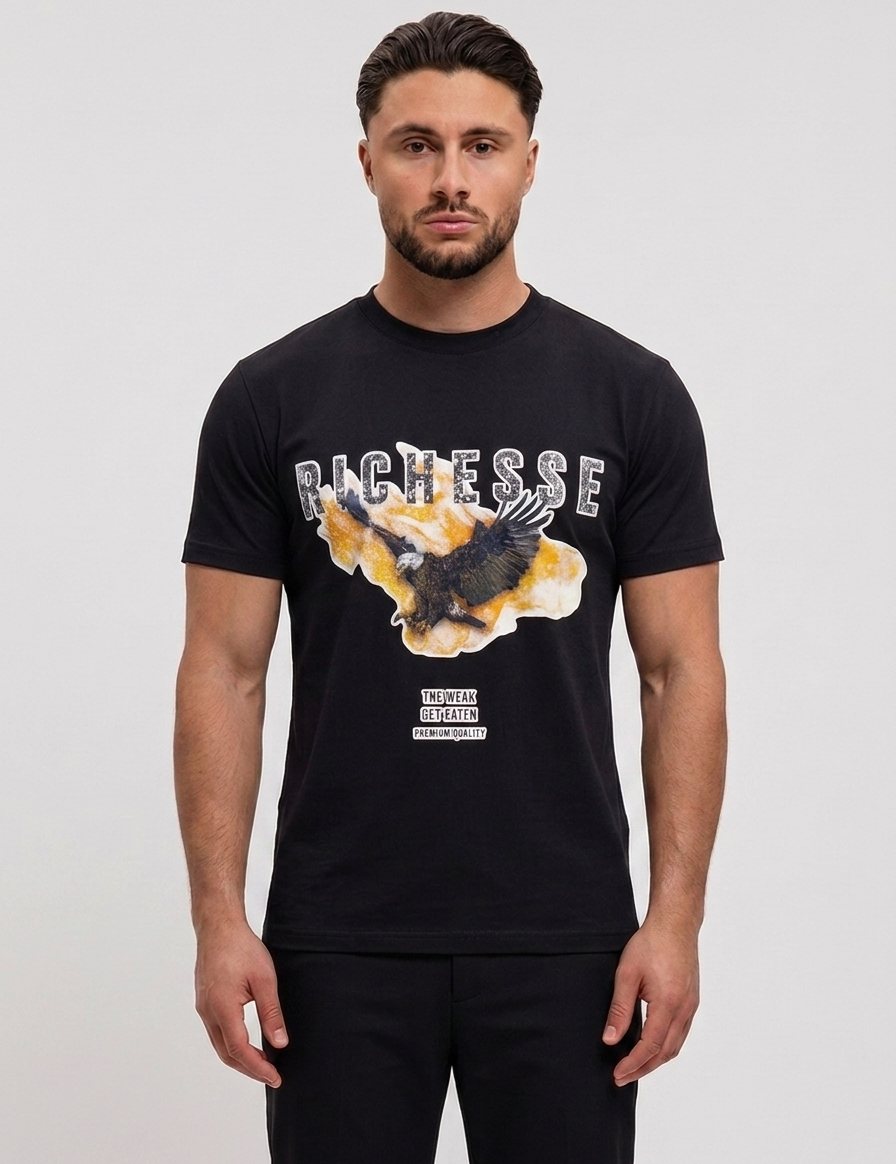 Aigle Black T-Shirt - voorkant studio