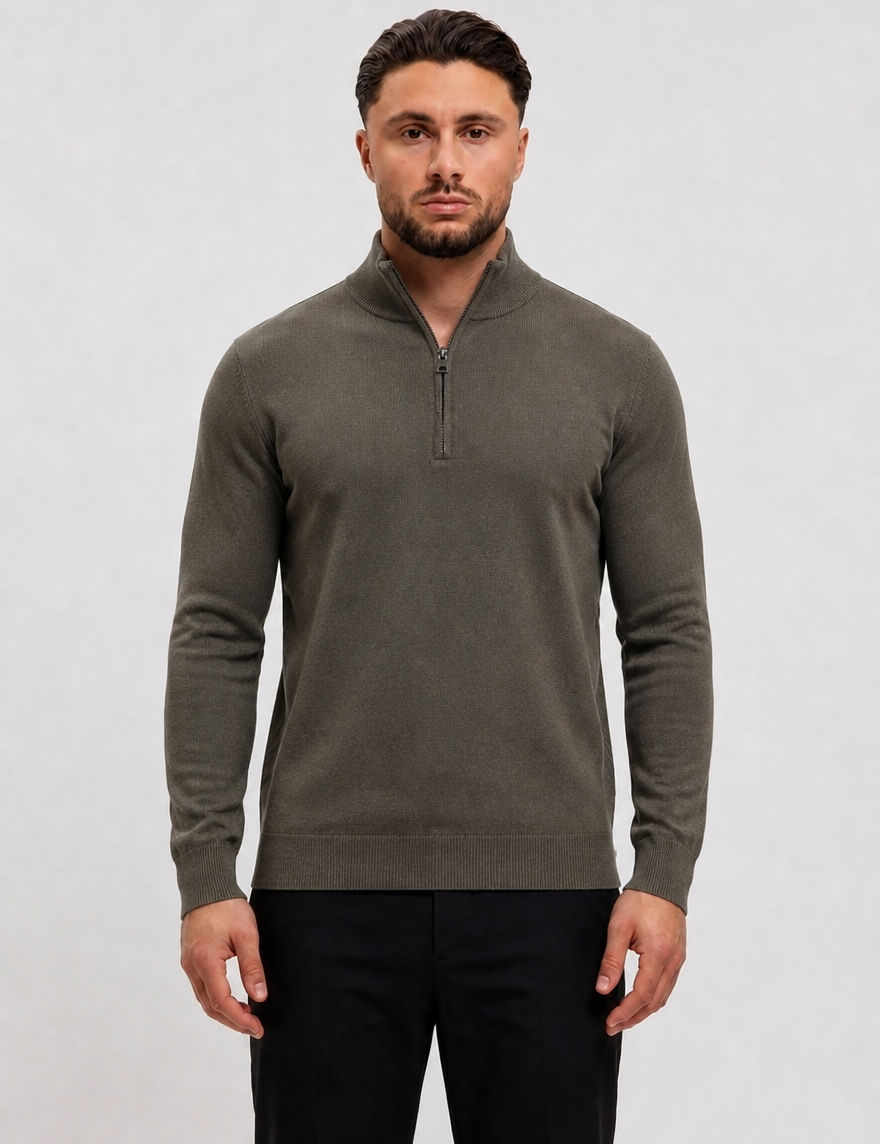 Knitted Zipper Green - voorkant studio