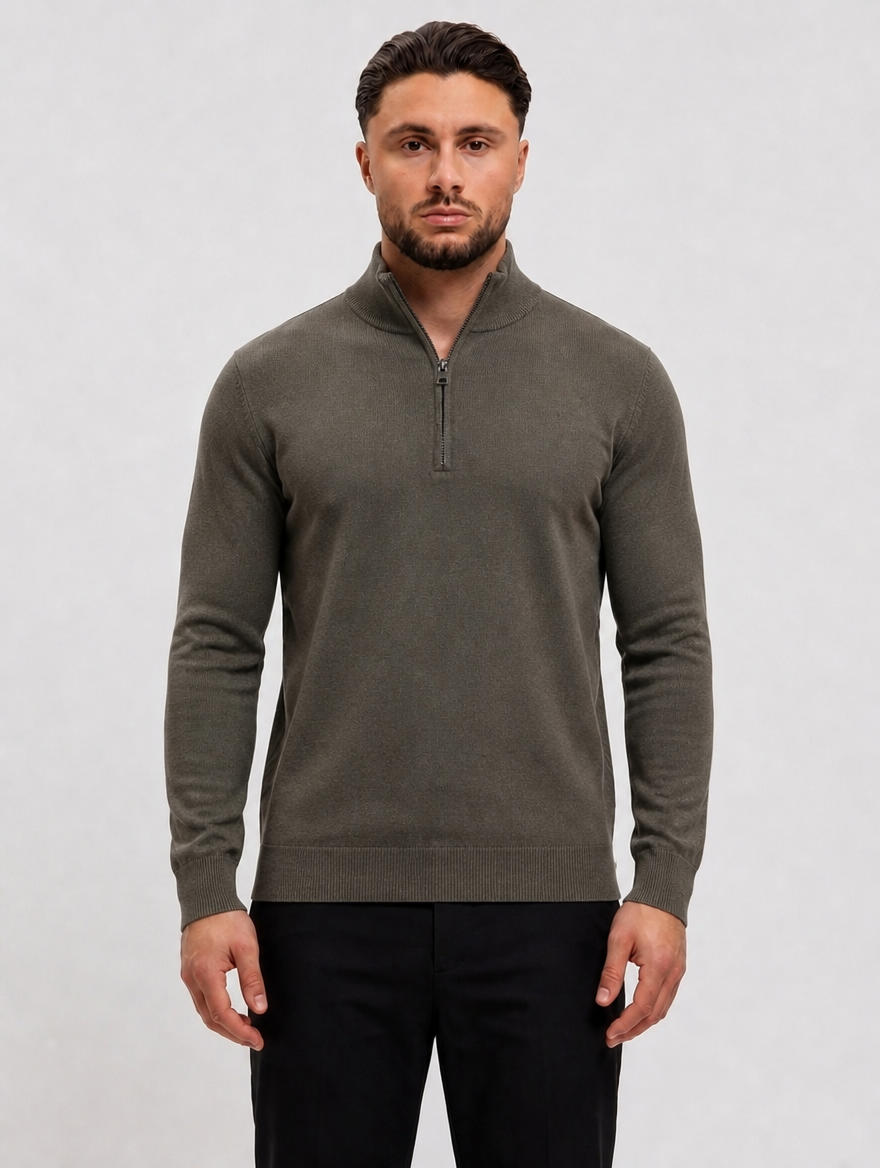Knitted Zipper Green - voorkant studio