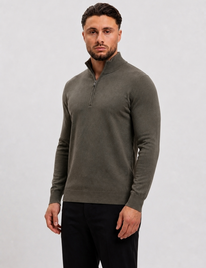 Knitted Zipper Green - zijkant studio