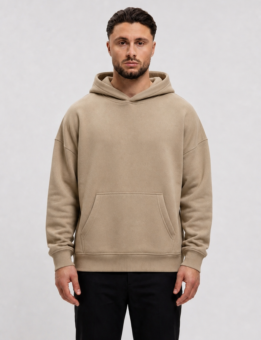 RK Blank Hoodie Brown Oversized - voorkant studio