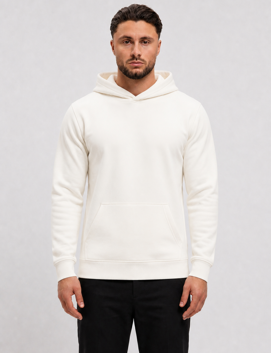 RK Blank Hoodie Creme Regular Fit - voorkant studio
