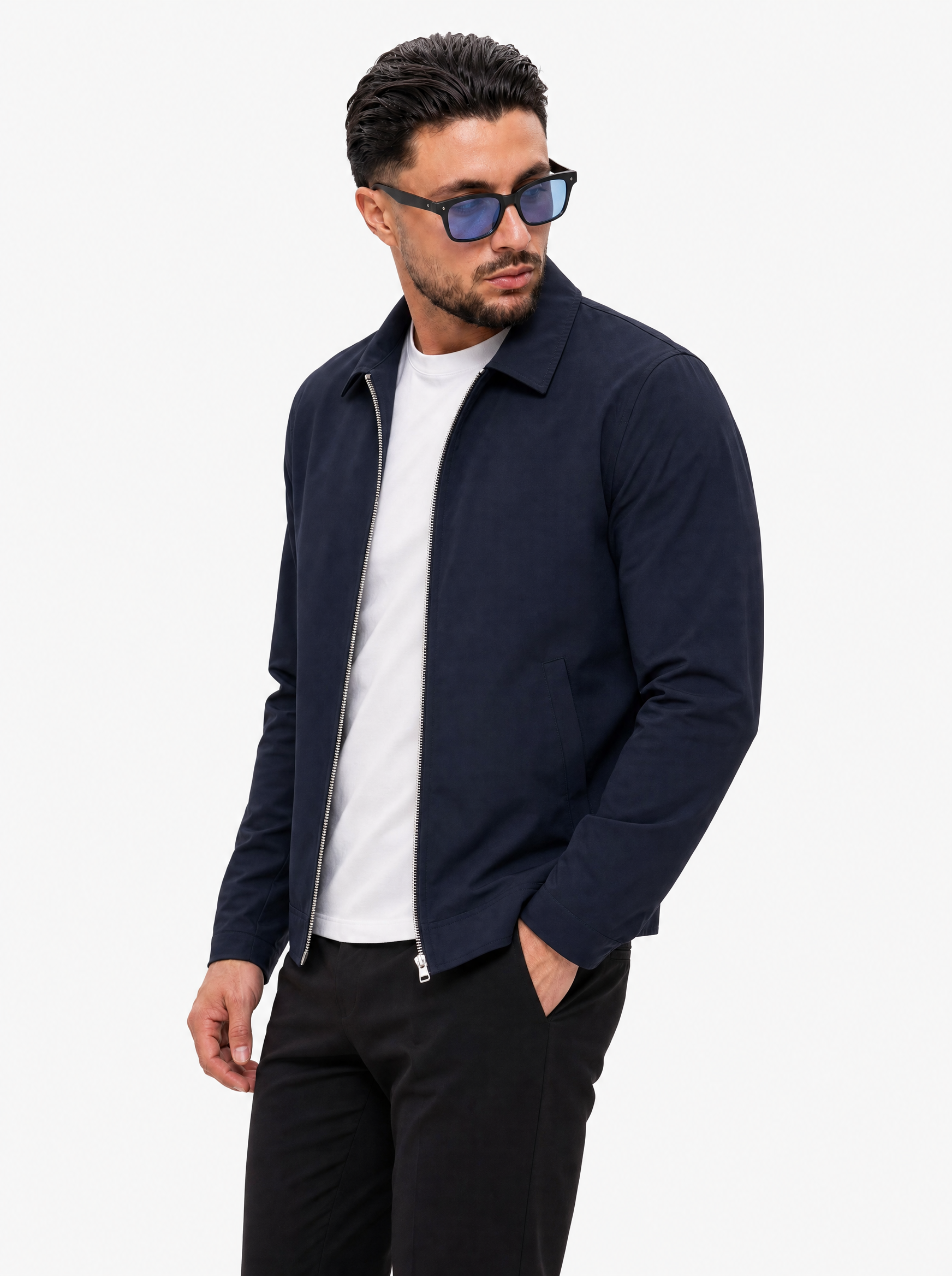 Core Zip Jacket Navy - voorkant schuin