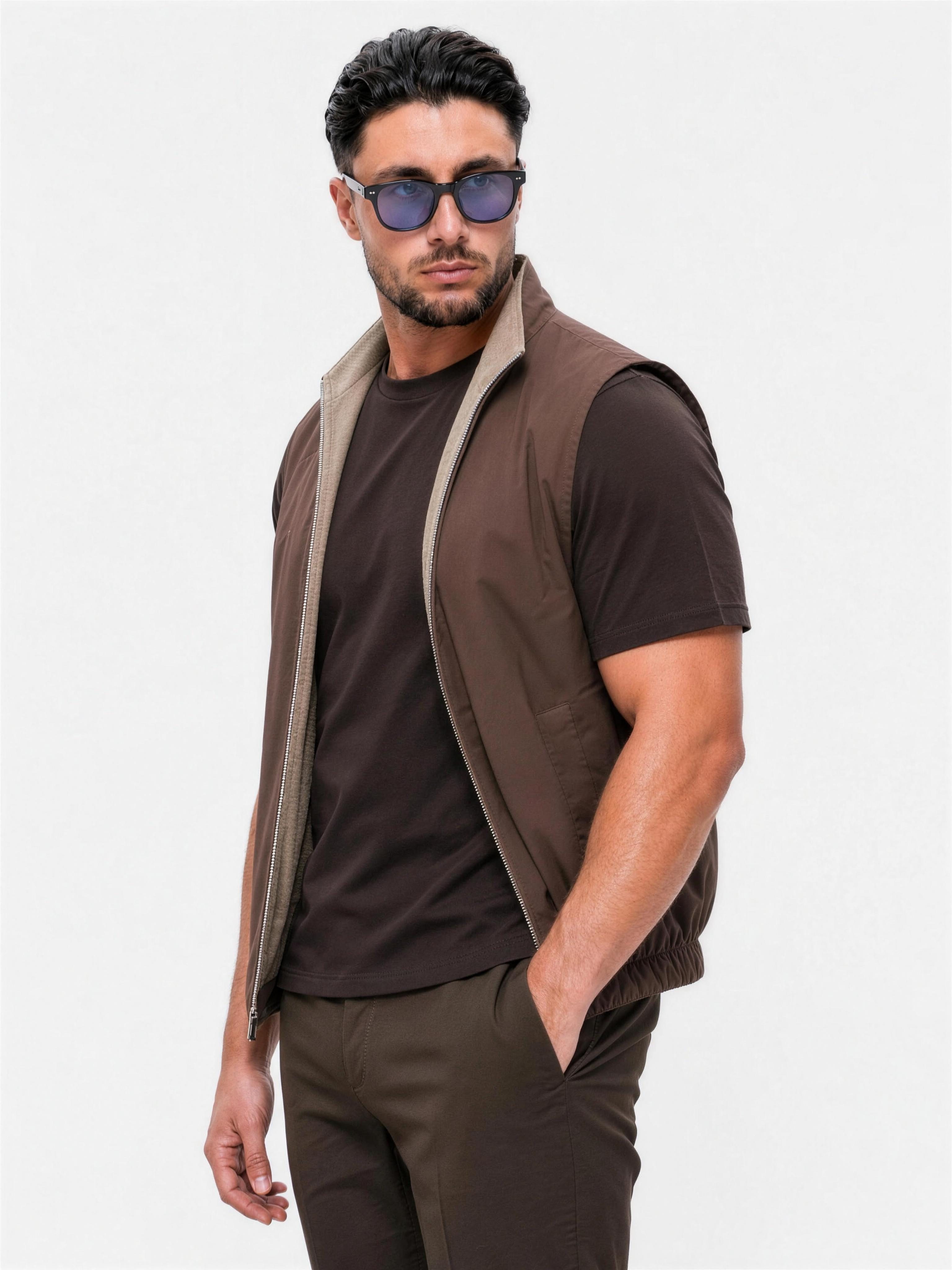 Core Bodywarmer Beige Brown - voorkant schuin
