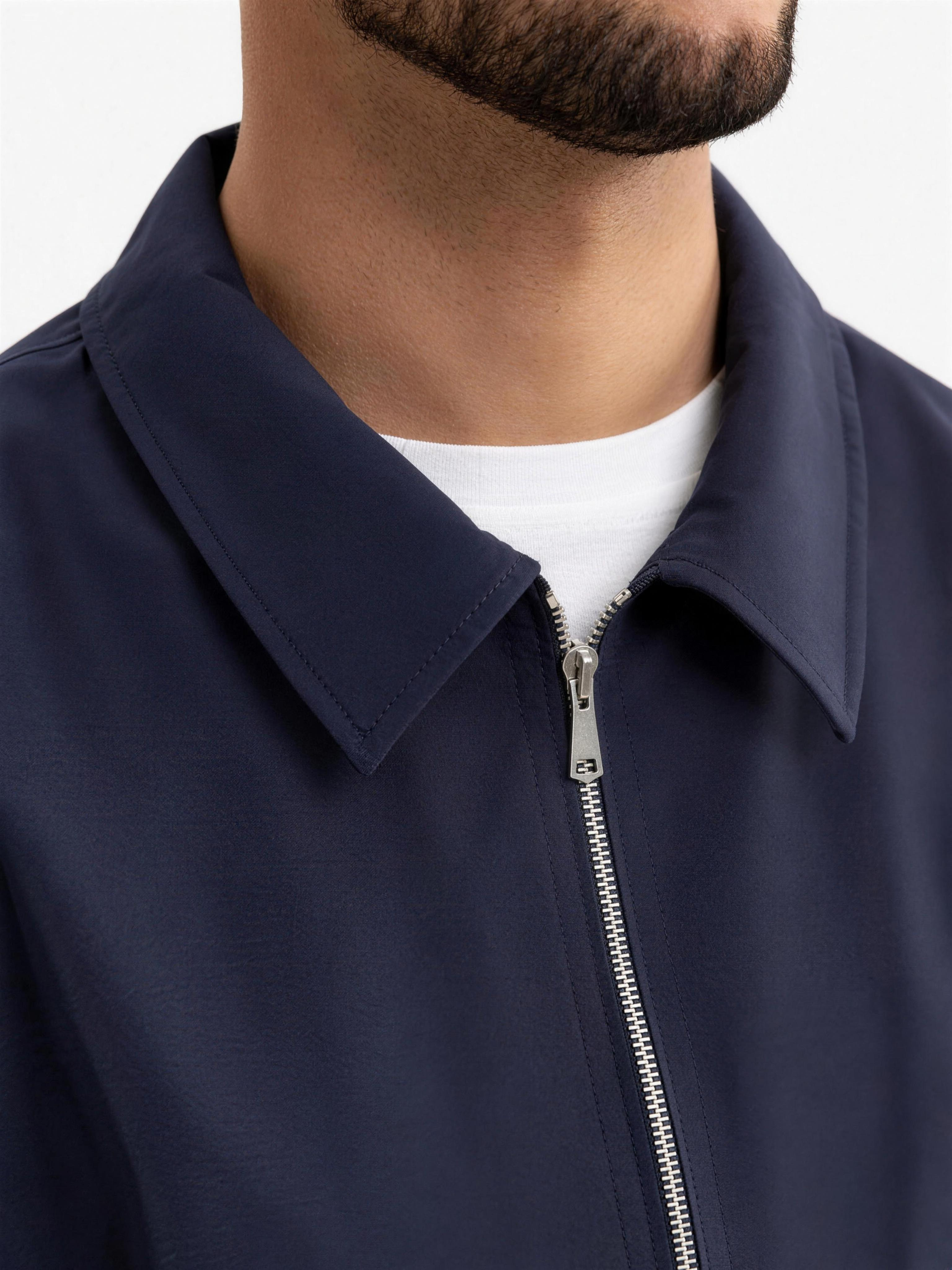Smart Jacket Navy - detail kraag en rits