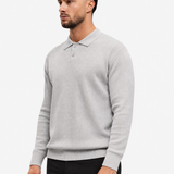 Knit Longsleeve Polo Grey - voorkant