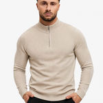 Half Zip Knit Sand - handen in zak