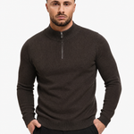 Half Zip Knit Dark Brown - handen in zak