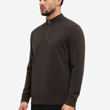 Half Zip Knit Dark Brown - voorkant