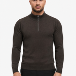 Half Zip Knit Dark Brown - schuin voorkant