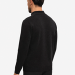 Knit Zip Cardigan Black - schuin achterkant