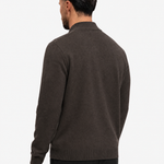 Knit Zip Cardigan Dark Brown - schuin achterkant