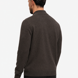 Knit Zip Cardigan Dark Brown - schuin achterkant