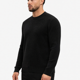 Waffle Knit Sweater Black - voorkant