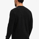 Waffle Knit Sweater Black - schuin achterkant