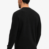 Waffle Knit Sweater Black - schuin achterkant