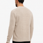 Waffle Knit Sweater Beige - schuin achterkant